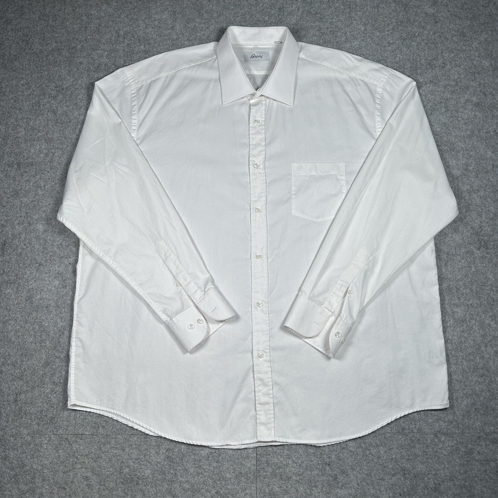 Brioni Button Down Shirt Men's‎ Size 5XL 50-1 White Italy Made Luxury Suit